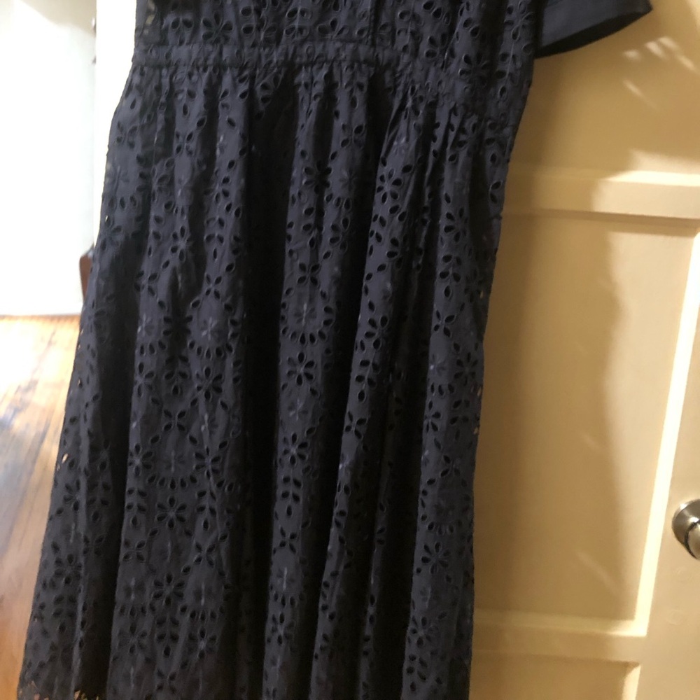 J. Crew Navy Eyelet Midi Dress